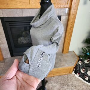 Bench Womens Cowl Neck Shirt Embroidered Logo w Thumb Holes NWT